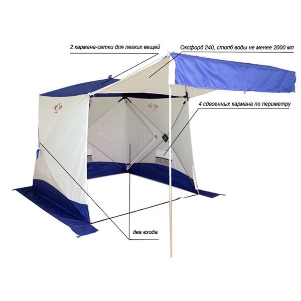 Всесезонная палатка Пингвин Призма Шелтерс Премиум (2-сл) бело/синий